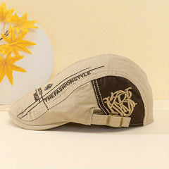 Flat Top Embroidered Duck Tongue Hat Skull Adjustable Flat Top Hat