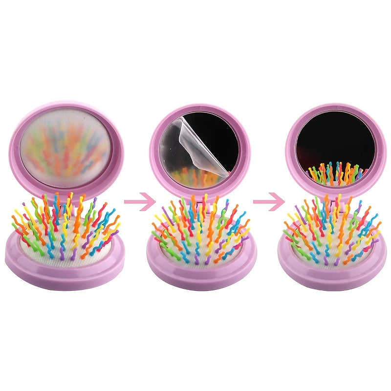 Rainbow Folding Massage Comb & Mirror