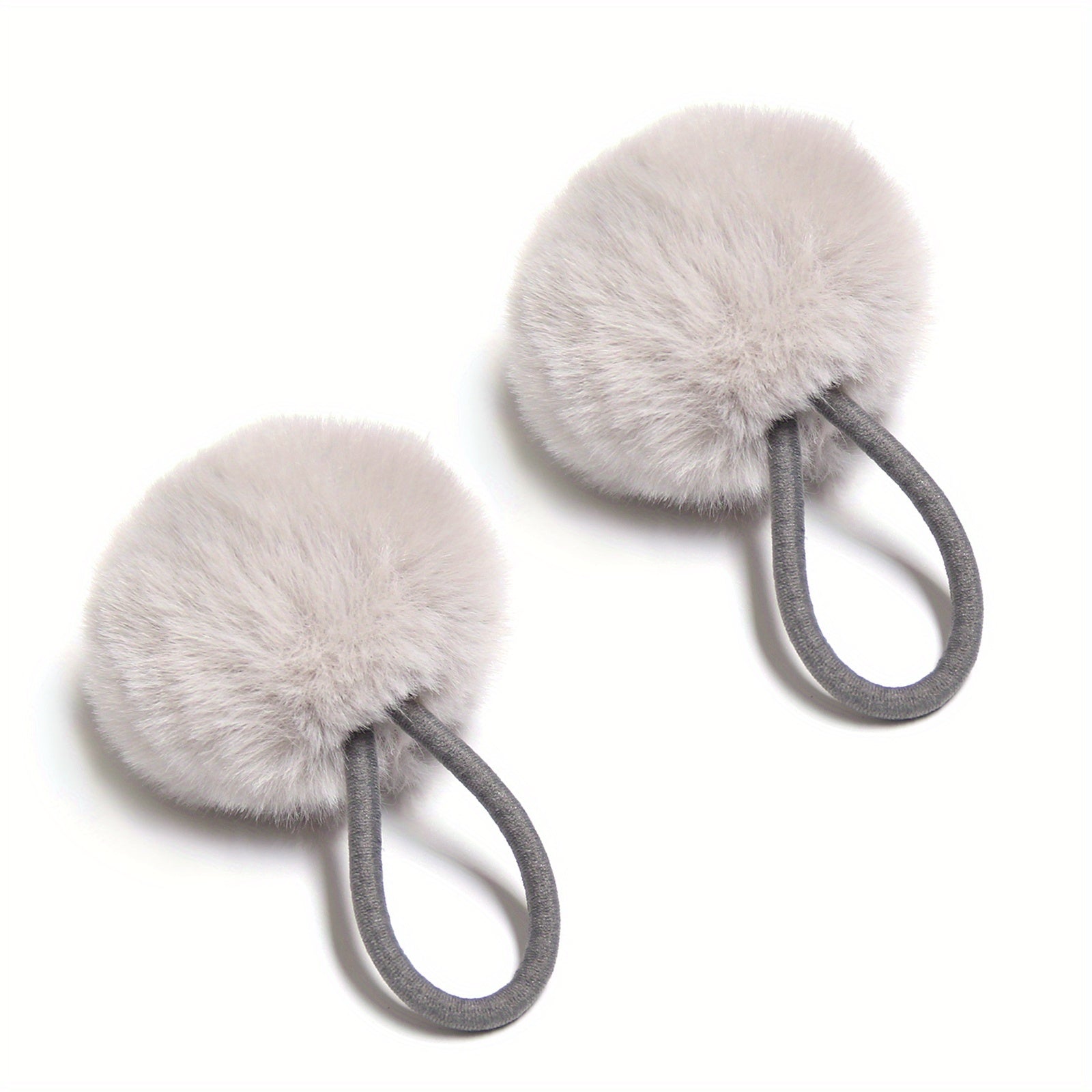 2pcs Set Colored Velvet Ball Hair Tie No Damage To Hair