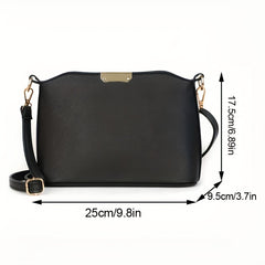 Stylish Crossbody Bag with Metal Decor, PU Leather Shoulder Purse