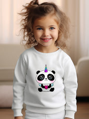 Girls Panda Pattern Crew Neck Sweatshirt Spring Fall Christmas Gift