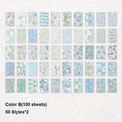 100 Sheets Vintage Flower Patterned Paper for Scrapbooking & Crafts