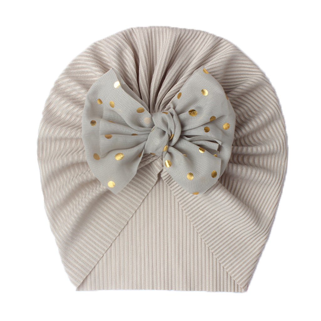 Polka Dot Print Bow Head Wrap Hat for Baby Girls & Boys