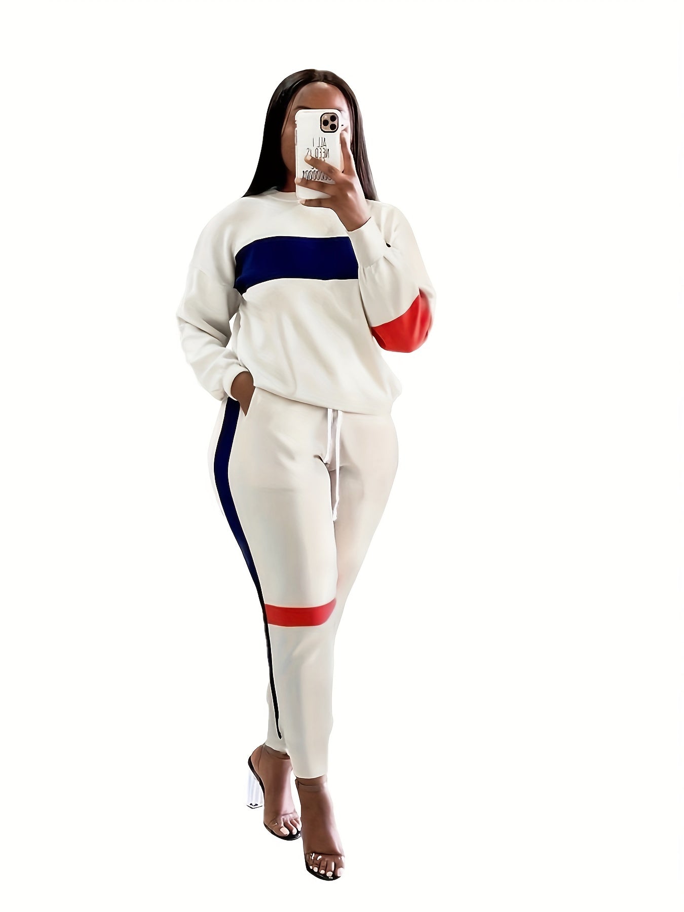 Striped Long Sleeve Top & Pants Set for Fall/Winter