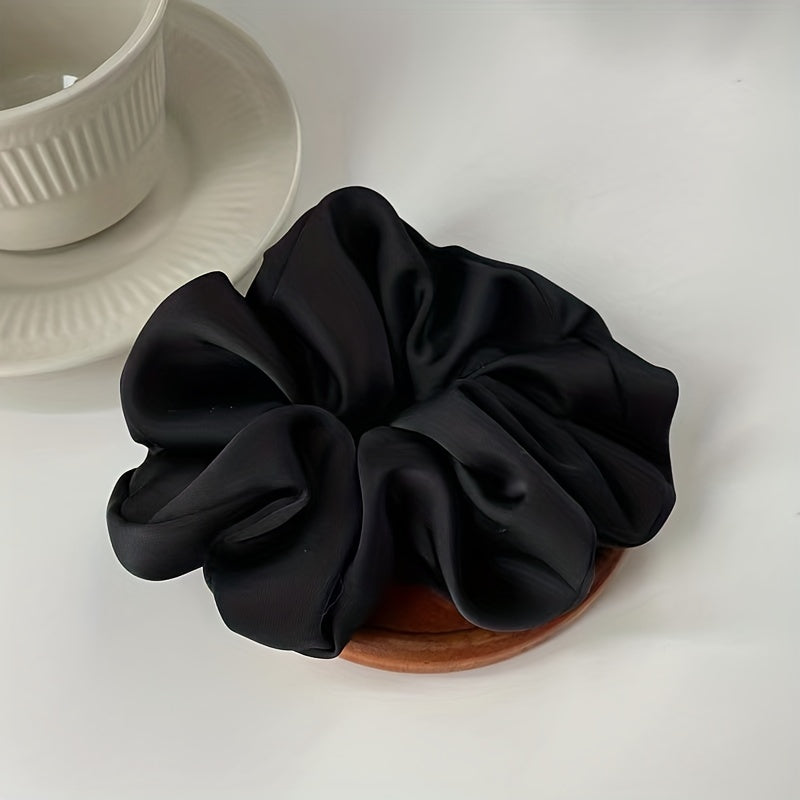 Soft Silk Hair Scrunchies for Women Girls - Solid Color Hair Tie