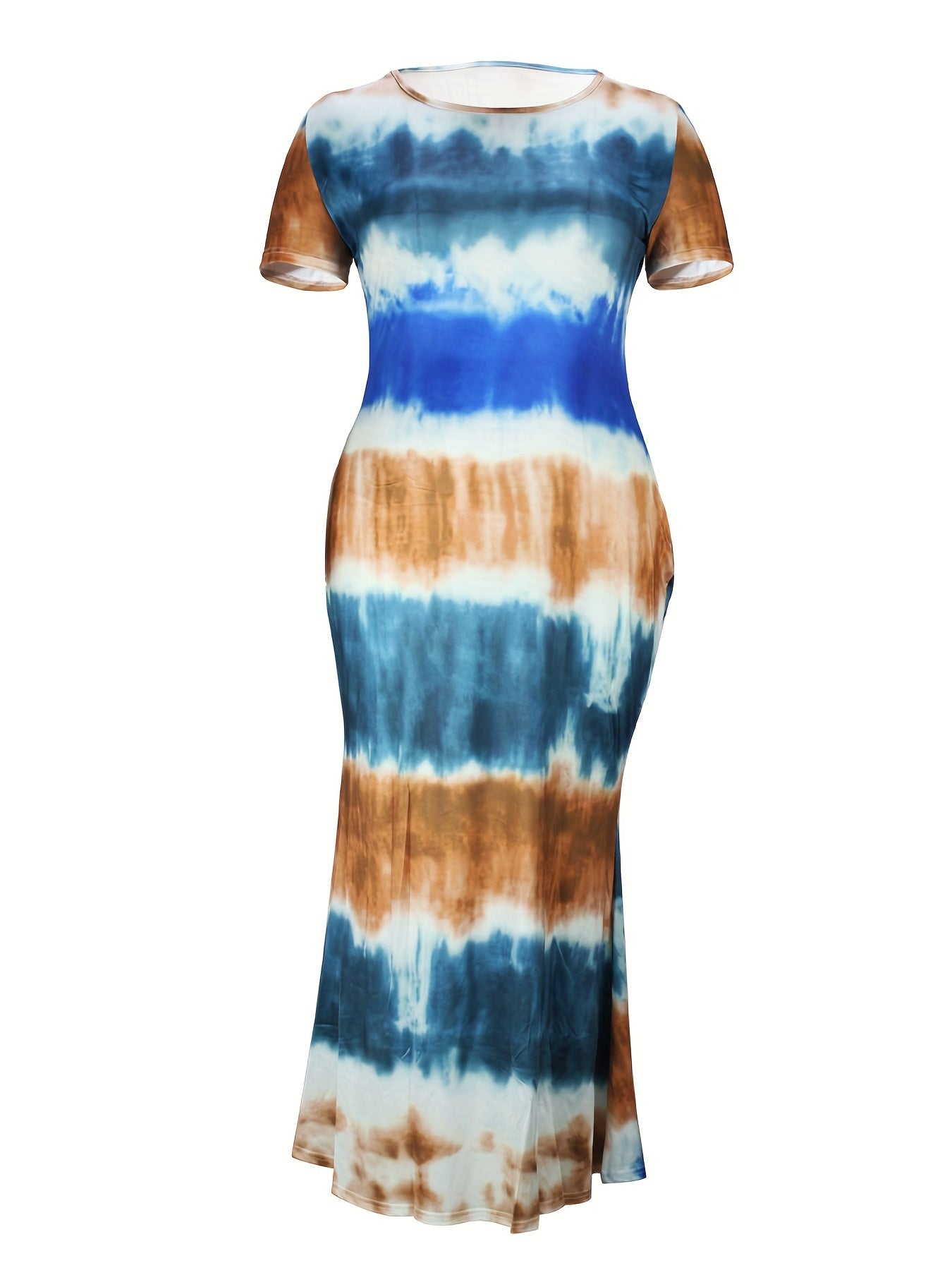Plus Size Tie Dye Bodycon Maxi Dress