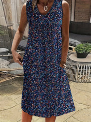  Casual Dress Women's Allover Print Tank Dress With Pockets