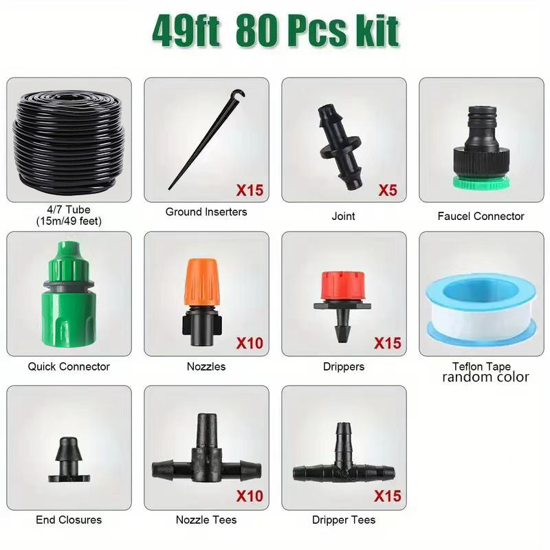 164ft DIY Garden Drip Irrigation System - Save Time & Water