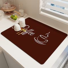 English Coffee Printed Placemat Absorbent Kitchen Drain Mat