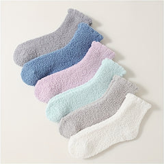 6 Pairs Warm Fuzzy Socks Comfy Mid Tube Women's Stockings