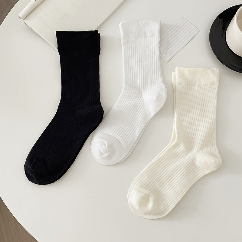 Soft Ribbed Mid Tube Socks Women's Stockings