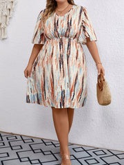  Casual Dress Women's Plus V Neck Short Sleeve Dress
