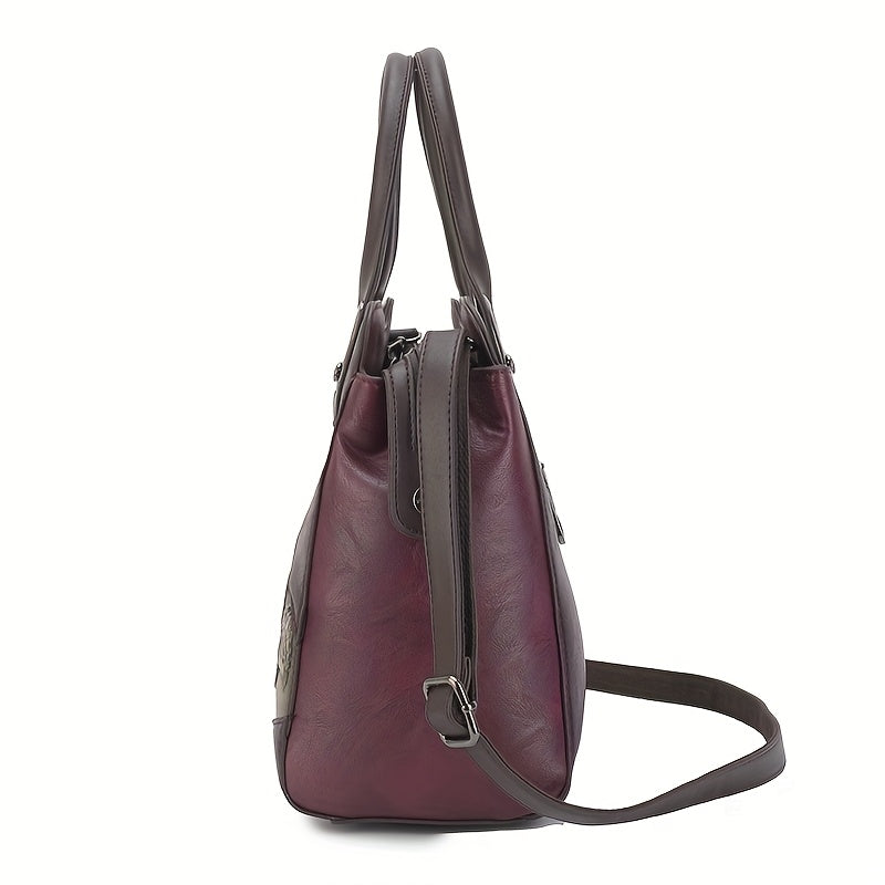 Women's Vintage Embossed Shoulder Bag Stylish Handheld Purse