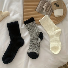Textured Crew Socks Breathable Mid Tube Women's Stockings