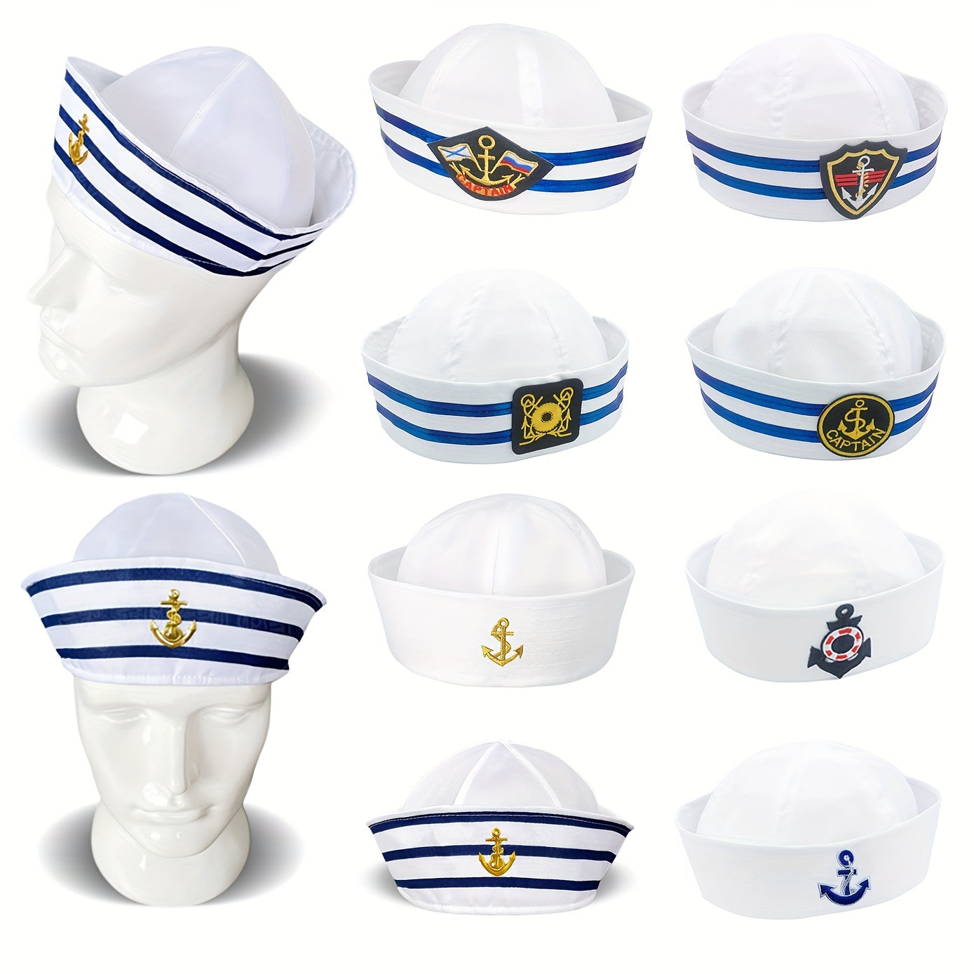 Striped Navy Sailor Hat For Men And Women