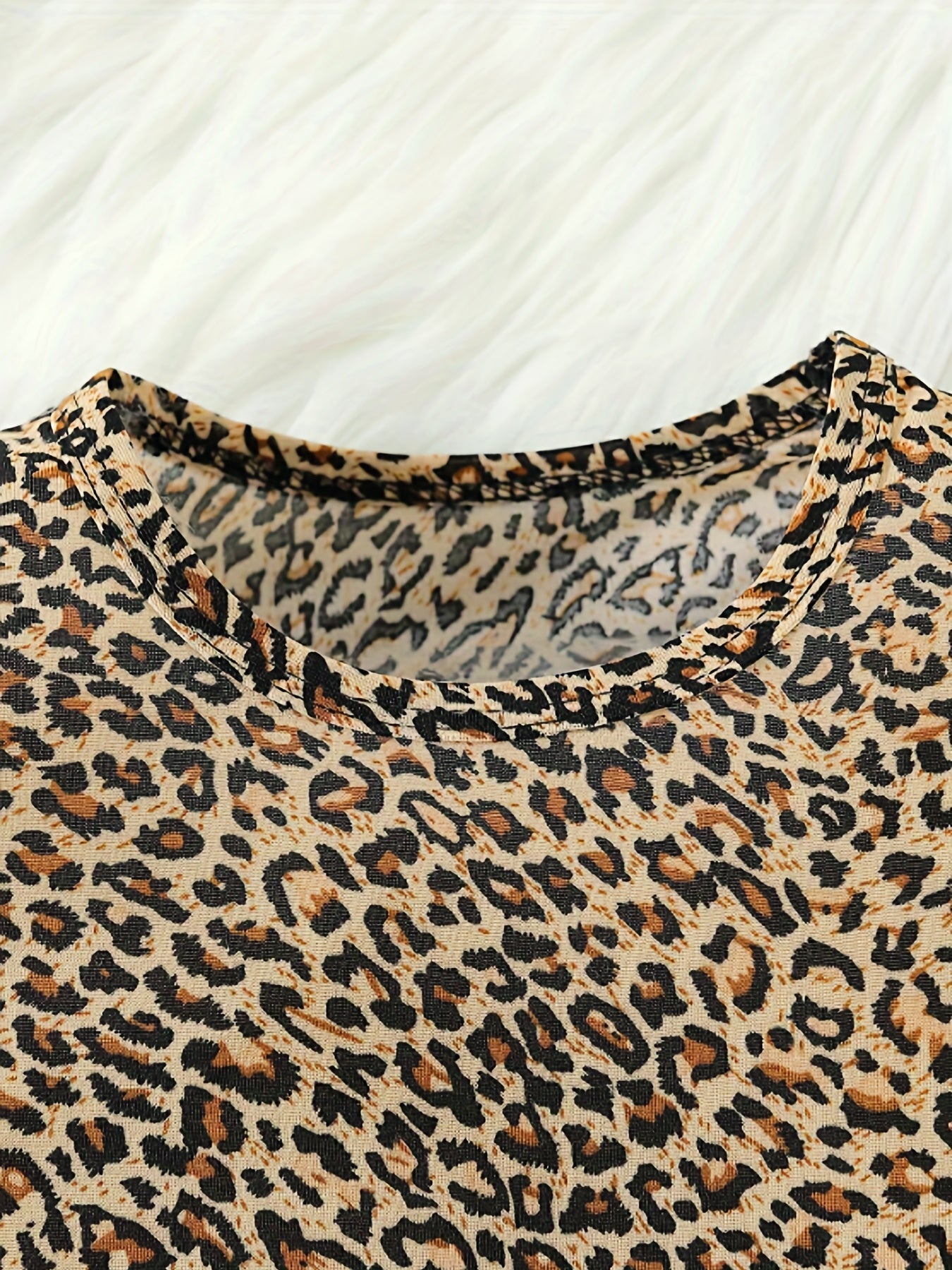 Baby Girl Round Neck Small Sleeve Top 2pcs Leopard Letter Print