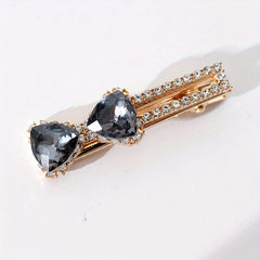 Bowknot Crystal Hair Clip Non slip Duck Billed Clip Female Side Clip