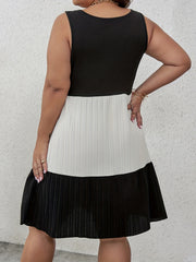  Ribbed Colorblock Tank Dress