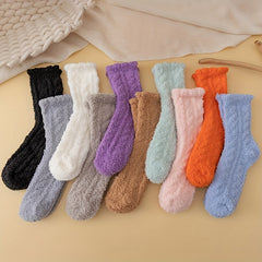 10 Pairs Fuzzy Mid Tube Socks Women's Stockings