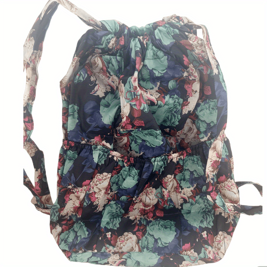 Floral Pattern Drawstring Backpack Lightweight Sports Fitness Backpack