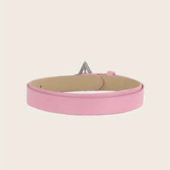 Pink Y2K PU Leather Belt Rhinestone Inlaid Pentagram Buckle Waistband