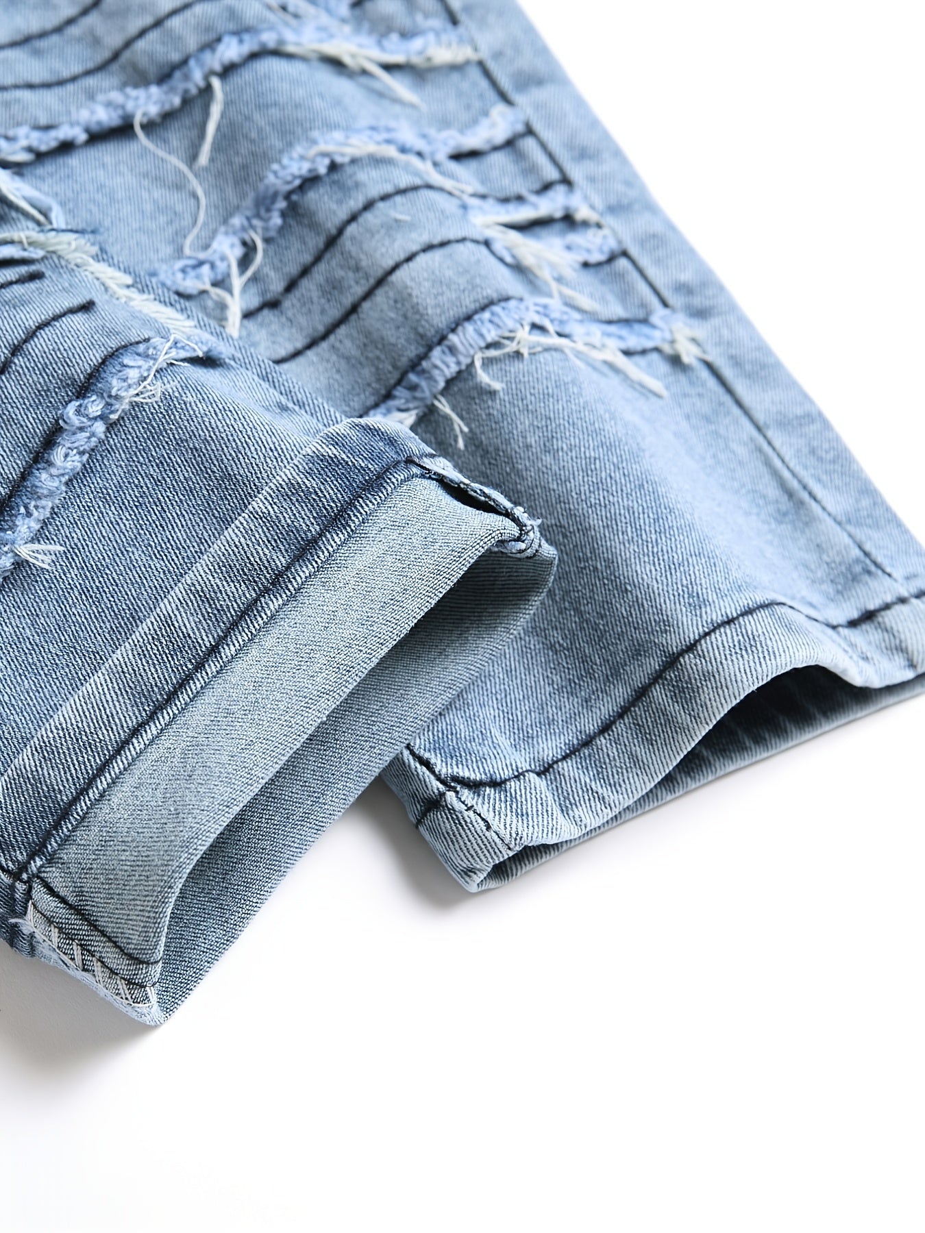 Retro Style Ripped Straight Denim Jeans With Pockets
