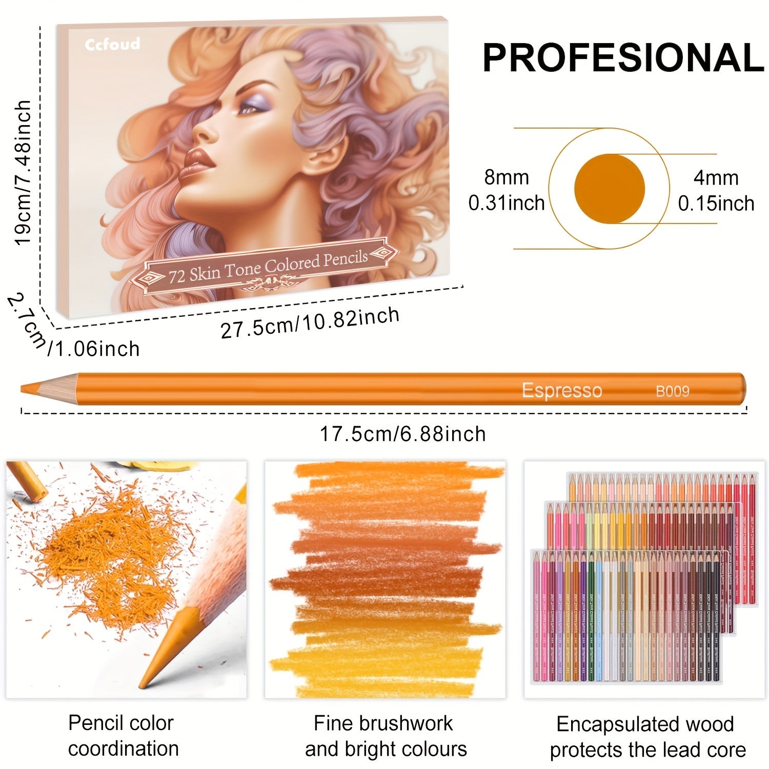 Skin Tone Colored Pencil Drawing Set 72 Colors