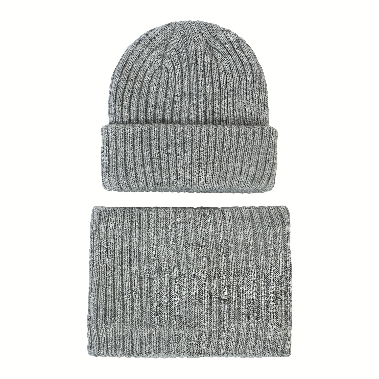 2pcs Woolen Knit Beanie Hat Scarf Set