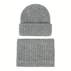 2pcs Woolen Knit Beanie Hat Scarf Set