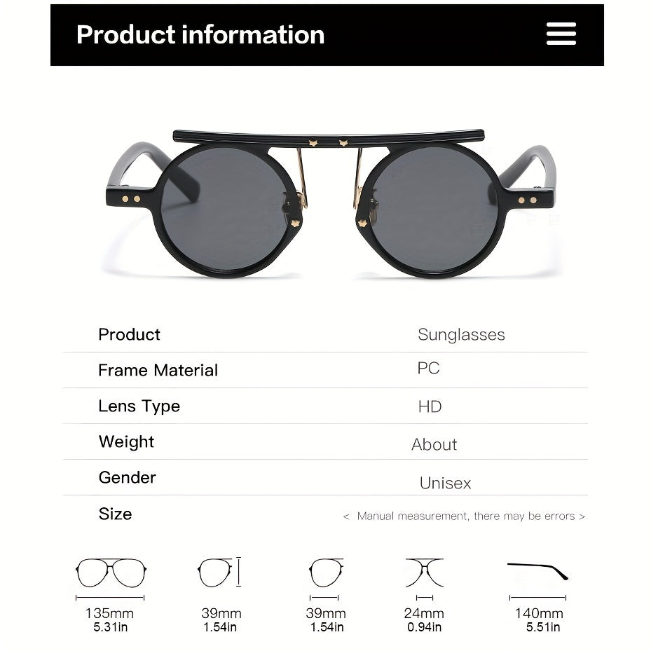 Y2K Top Bar Steampunk Sunglasses Rivet Gradient UV400