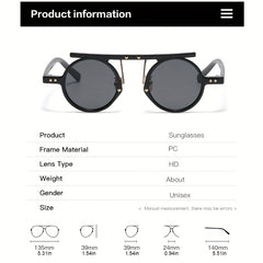 Y2K Top Bar Steampunk Sunglasses Rivet Gradient UV400