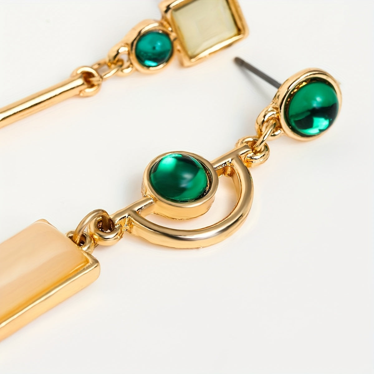 Geometric Drop Earrings - Golden Hollow Resin Metal Jewelry