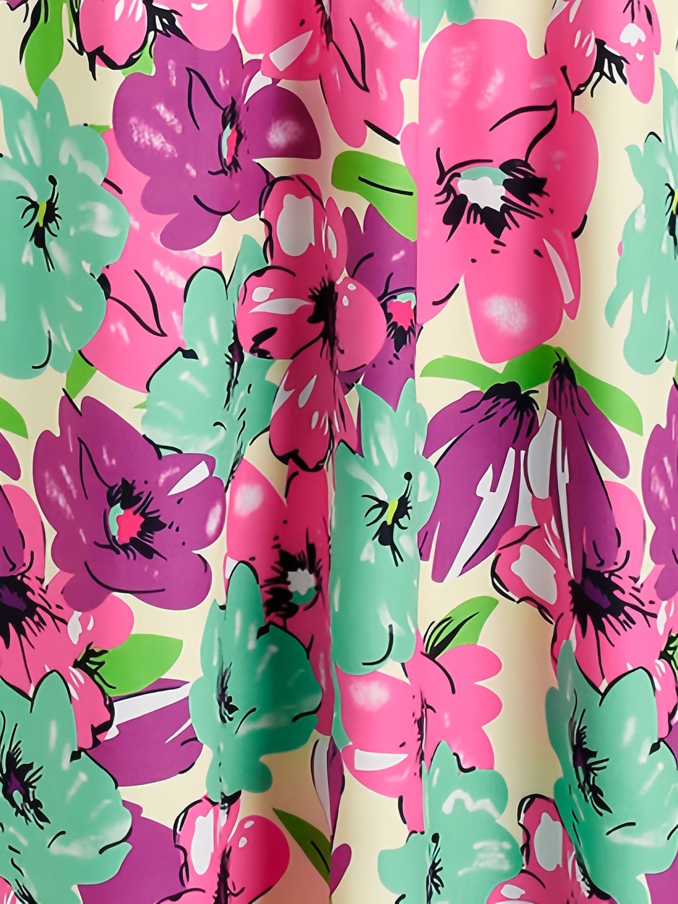  Flower Pattern Cami Top High Stretch Casual Cami Top