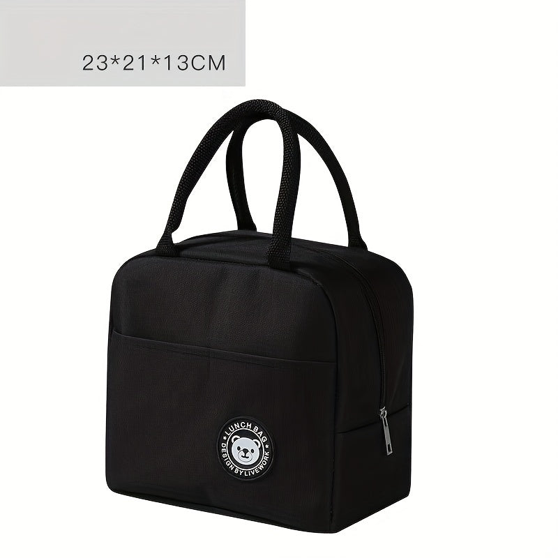 Bear Pattern Insulated Lunch Bag Waterproof Portable School Office Fresh Food