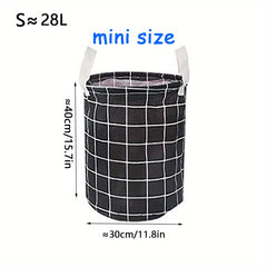 Fabric Cotton Linen Clothes Basket Waterproof Storage Plaid Design