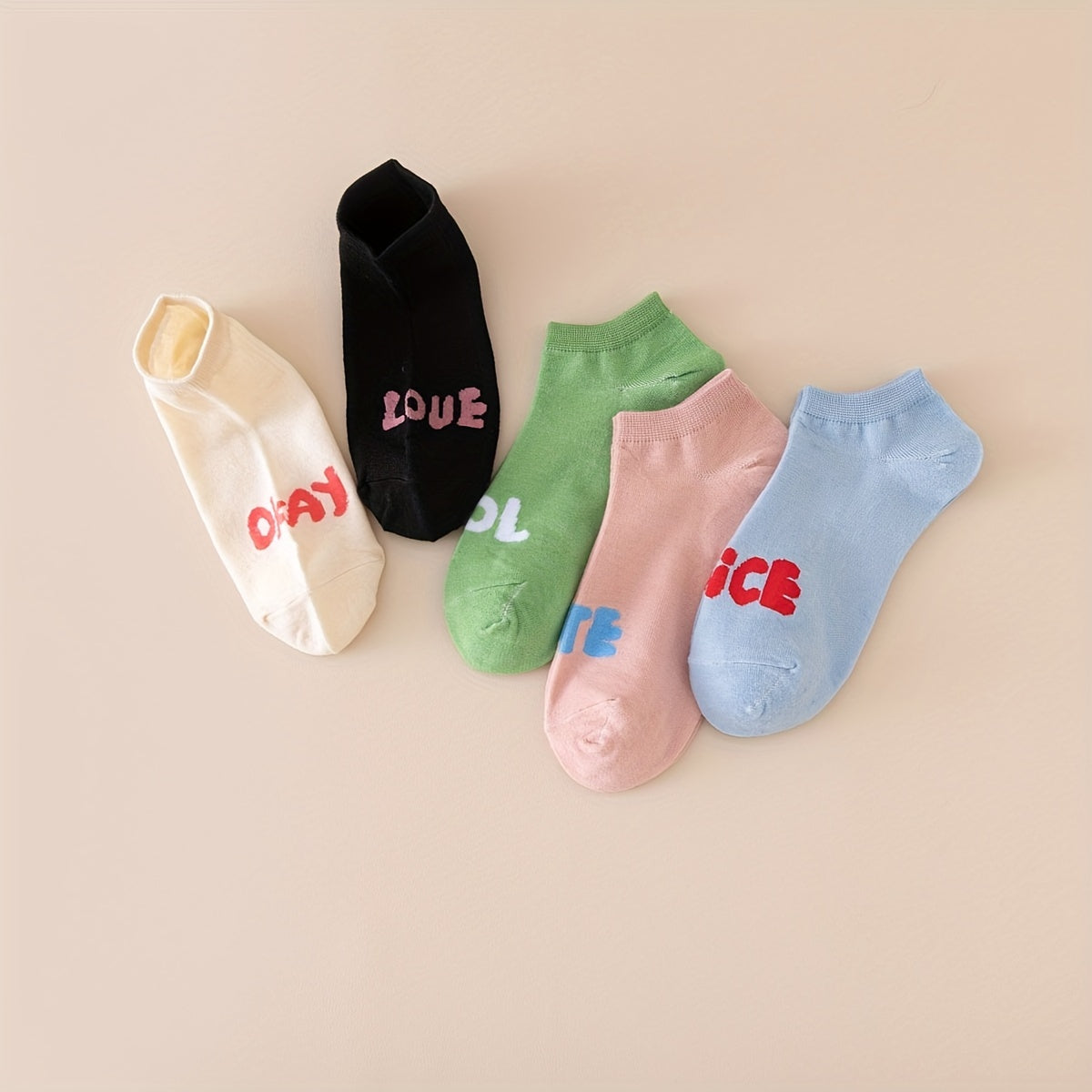 10 Pairs Letter Print Ankle Socks Women's Stockings