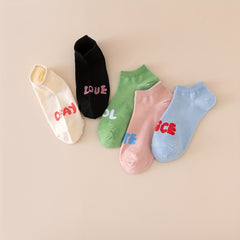 10 Pairs Letter Print Ankle Socks Women's Stockings