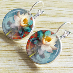 Ethnic Style Time Gemstone Earrings Lotus Violet Pattern Vintage Style Earrings
