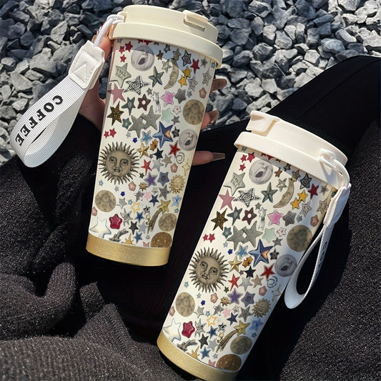 530ML Star Sun Face Coffee Mug Thermal Insulation Dual Drinking Mug for Students