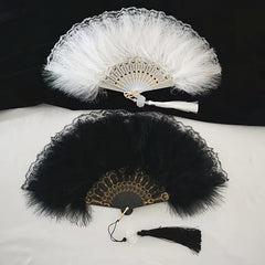 Feather Fan Dance Fan Lace Fluffy Folding Fan