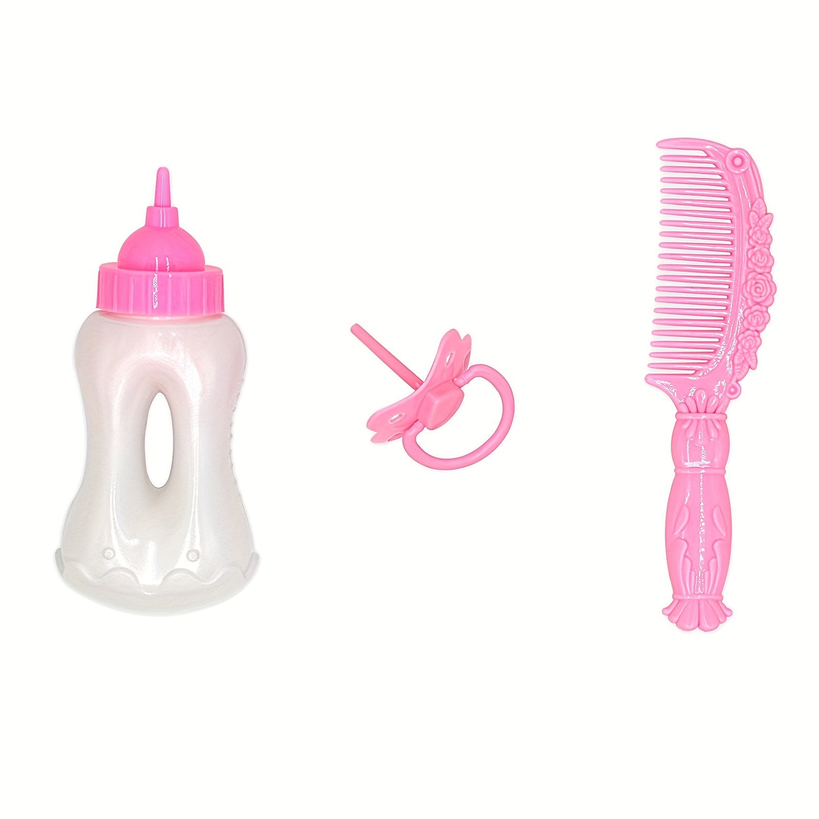 3pcs Doll Accessory Set - Pacifier, Bottle, Comb - Ideal for Grooming