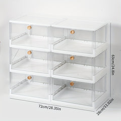 Foldable Shoes Storage Box with Lock & Front Door Portable Dustproof Basket