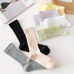 4 Pairs Solid Socks Comfy & Breathable All-match Women's Stockings