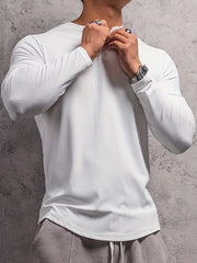 Men's Long Sleeve Workout Shirt Compression Top for Outdoor Gym Running Fitness