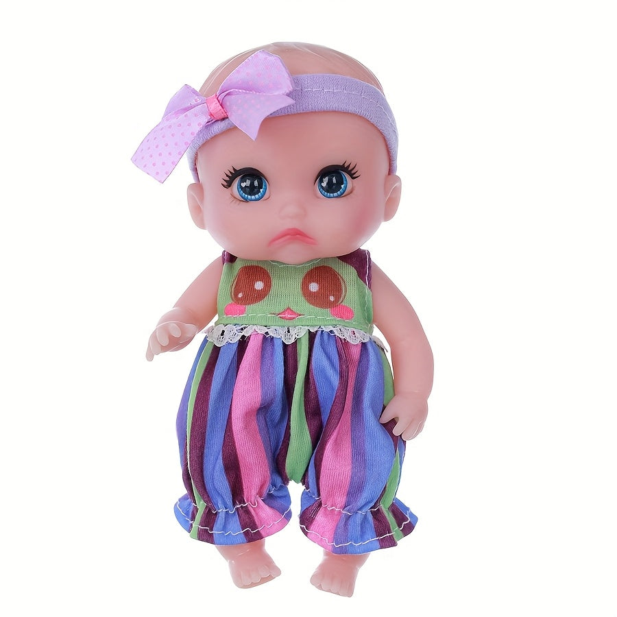 6 Inch Mini Reborn Dolls Soft PVC Toys Realistic Features Mixed Colors