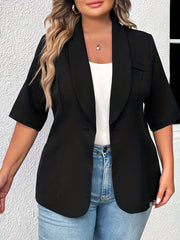  Casual Blazer Women's Solid Half Sleeve Shawl Neck Open Front Blazer