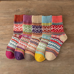 Geometric Pattern Colorblock Socks for Women