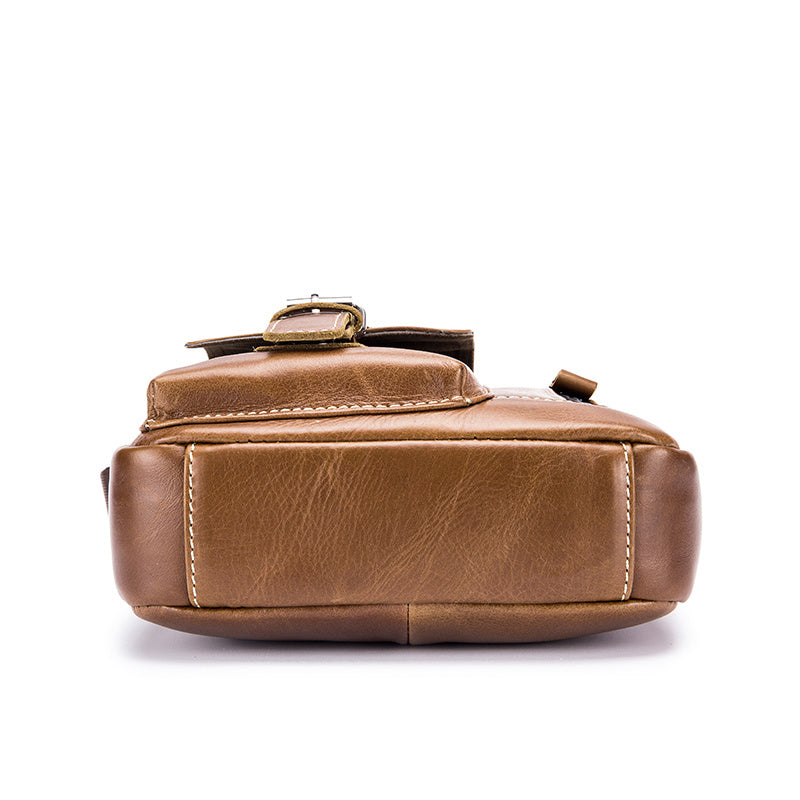 Cowhide Boy Satchel Leather Shoulder Bag Men's Retro Vertical Messenger Bag