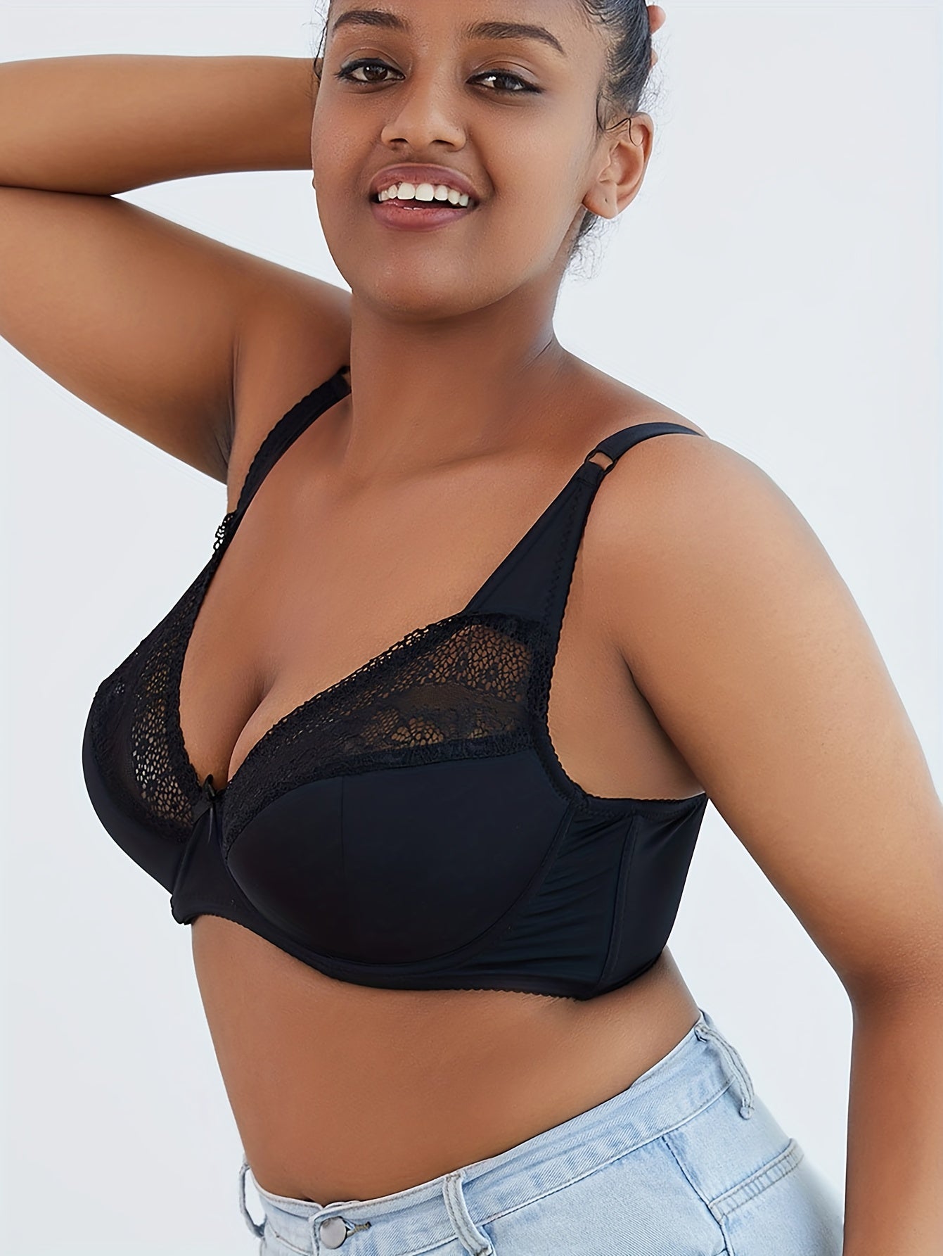  Lace Bow Detail Bralette With Adjustable Straps
