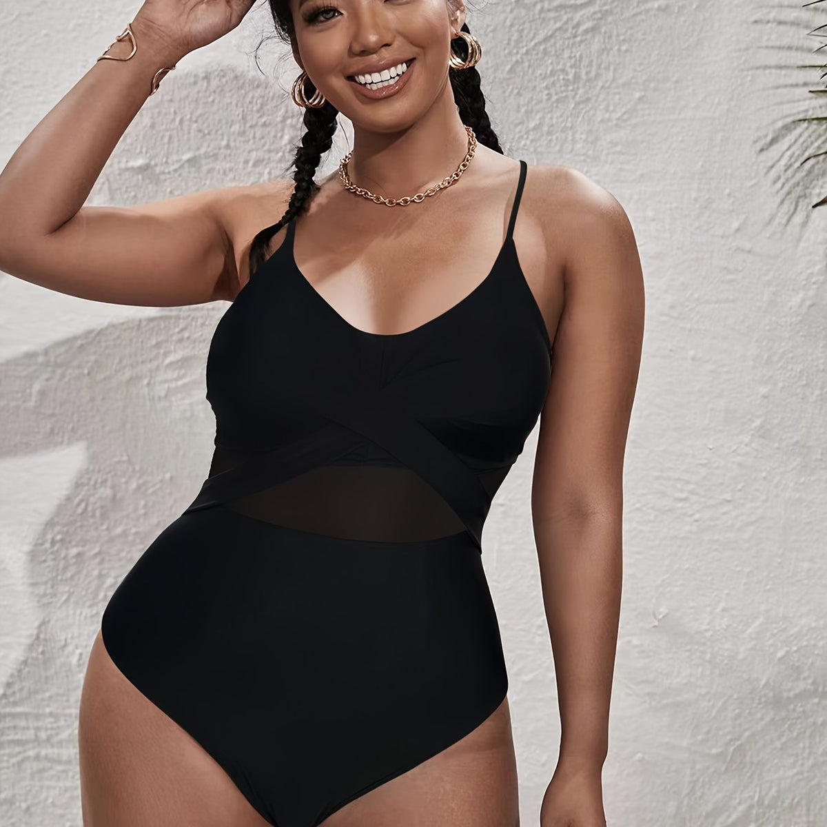  Swimsuit Women's Plus V Neck Tummy Control One Piece Bathing Suit